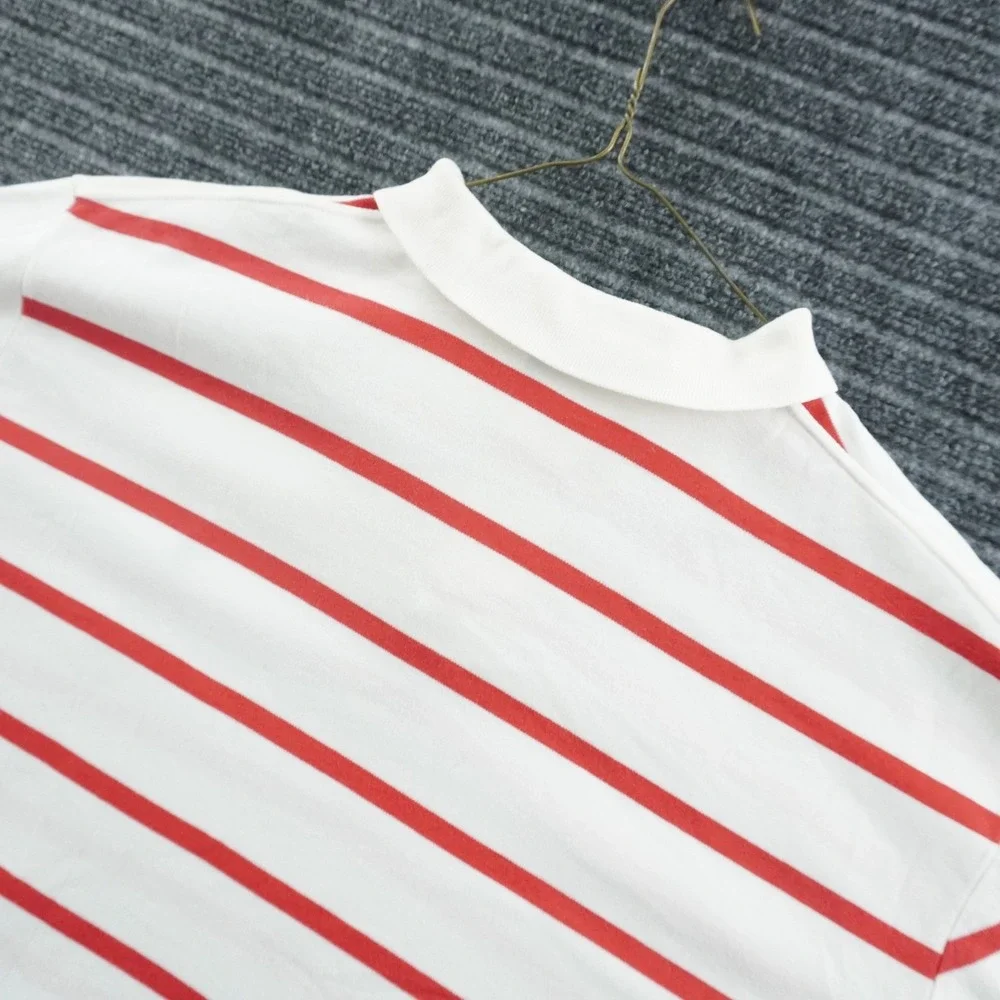 Polo Ralph Lauren Polo Shirt Mens XL White Red Striped Short Sleeve Cotton Logo